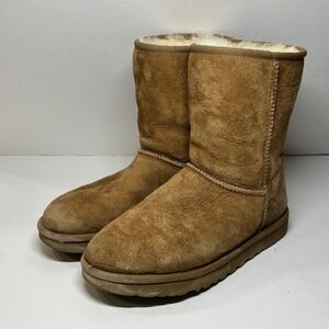 UGG Classic Short II Boots Womens 7 Chestnut Suede Shearling 1016223